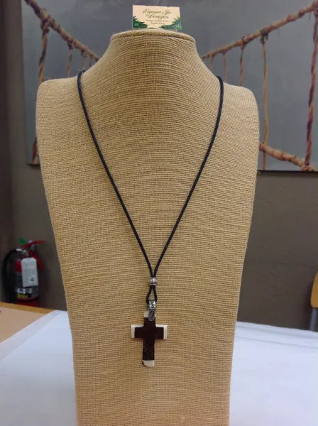 Necklace adjustable, Cross pendant, approx. 1 1/2"